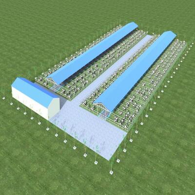 طراحی عرضه ساختمان مدرن فولاد مزرعه لبنیات گودال فلزی گودال گاو با سیستم تهویه