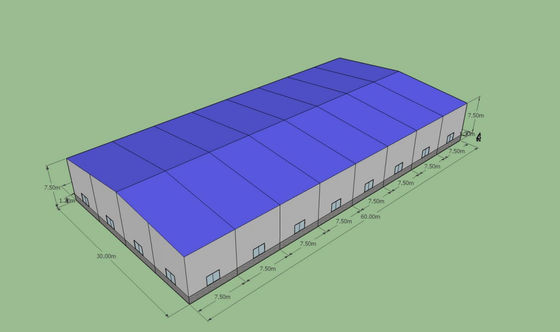 انبار فولادی پیش‌ساخته 60x30x7.5 متر ASTM A36 Q235B